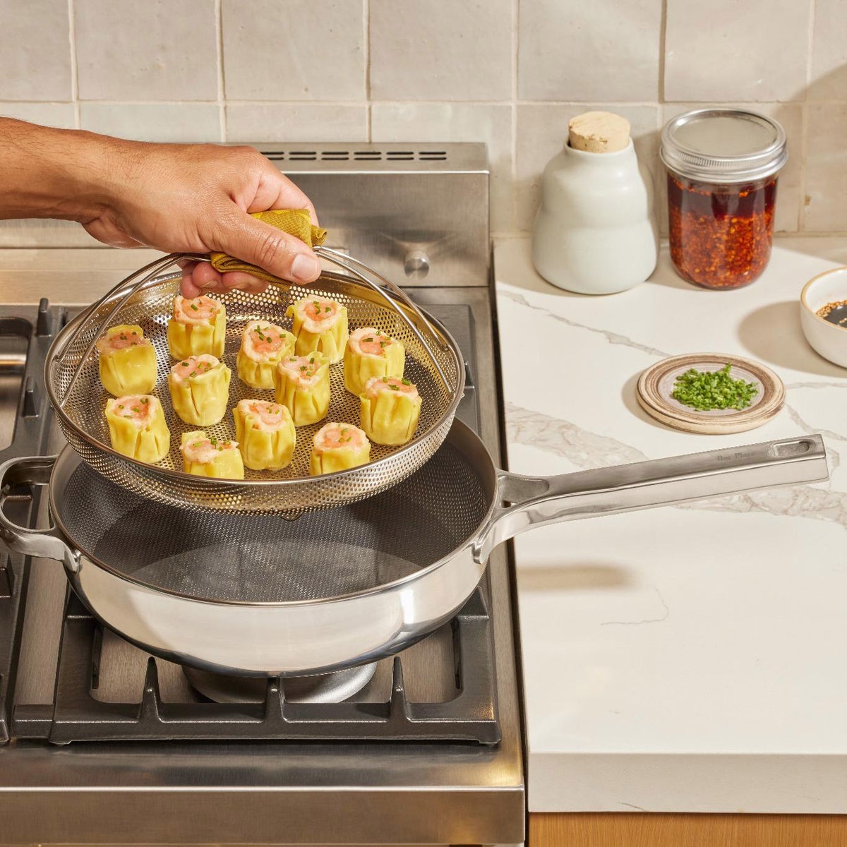NEW - Our Place 4-piece 10.5” Titanium Always Pan Pro With Steamer