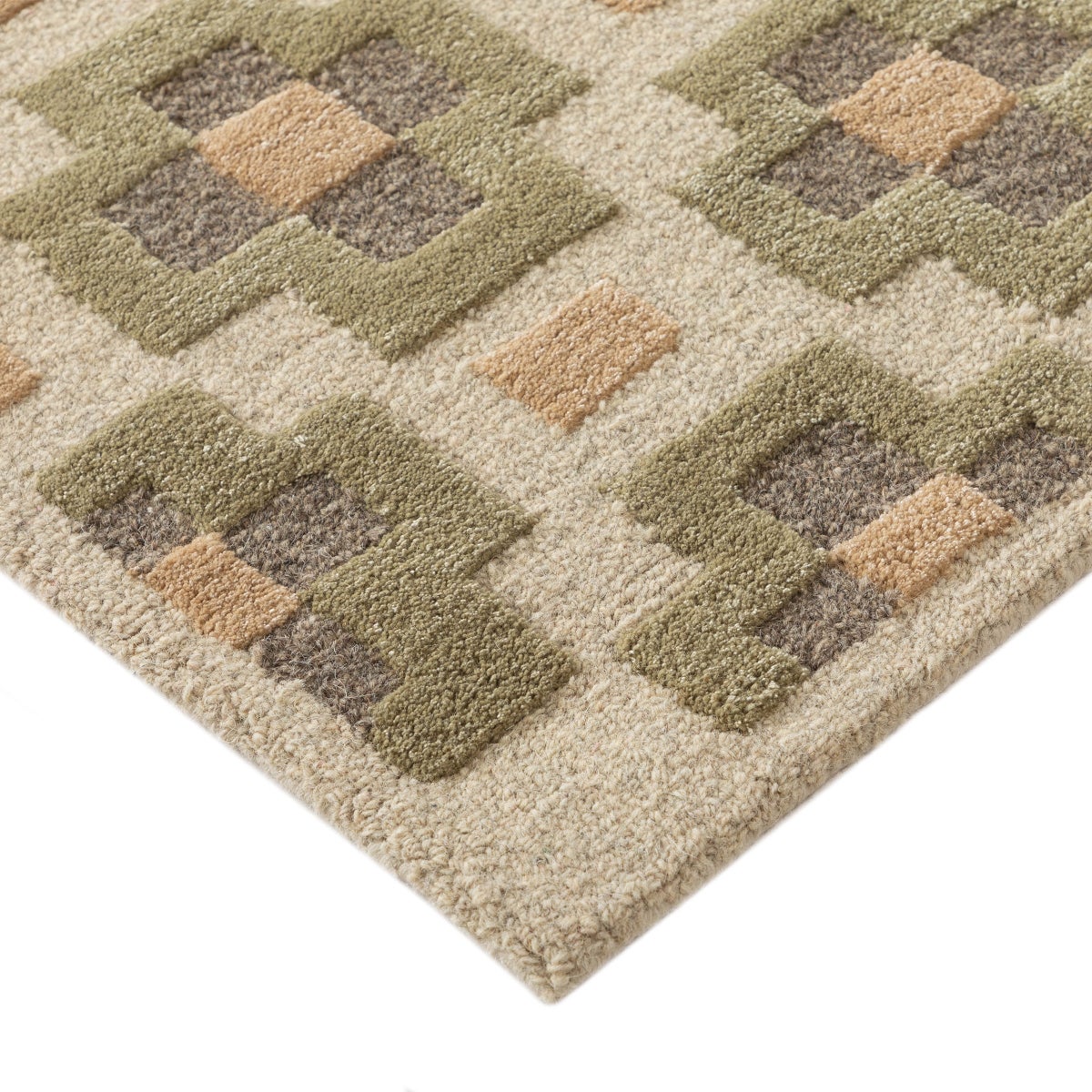 Obeetee Retro Hand Tufted Wool Area Rug, Glamour Green 3 ft x 5 ft