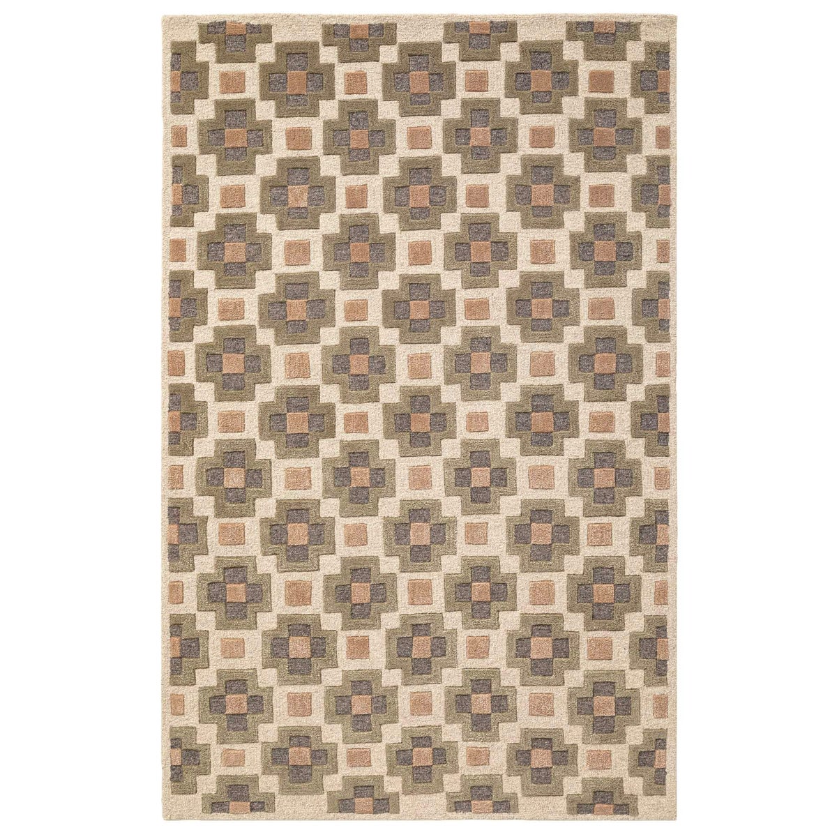 Obeetee Retro Hand Tufted Wool Area Rug, Glamour Green 3 ft x 5 ft