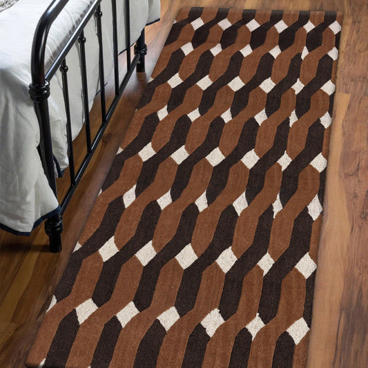 Obeetee Retro Hand Tufted Wool Area Rug, Allure Rust - 2'6" x 8'