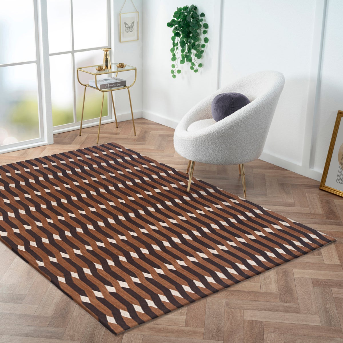 Obeetee Retro Hand Tufted Wool Area Rug, Allure Rust,  5 ft. x 8 ft
