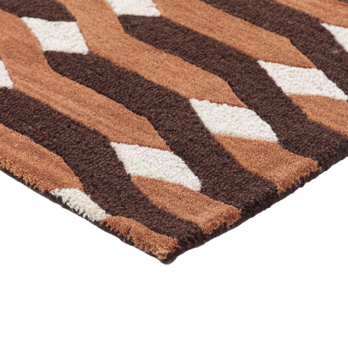 Obeetee Retro Hand Tufted Wool Area Rug, Allure Rust,  5 ft. x 8 ft