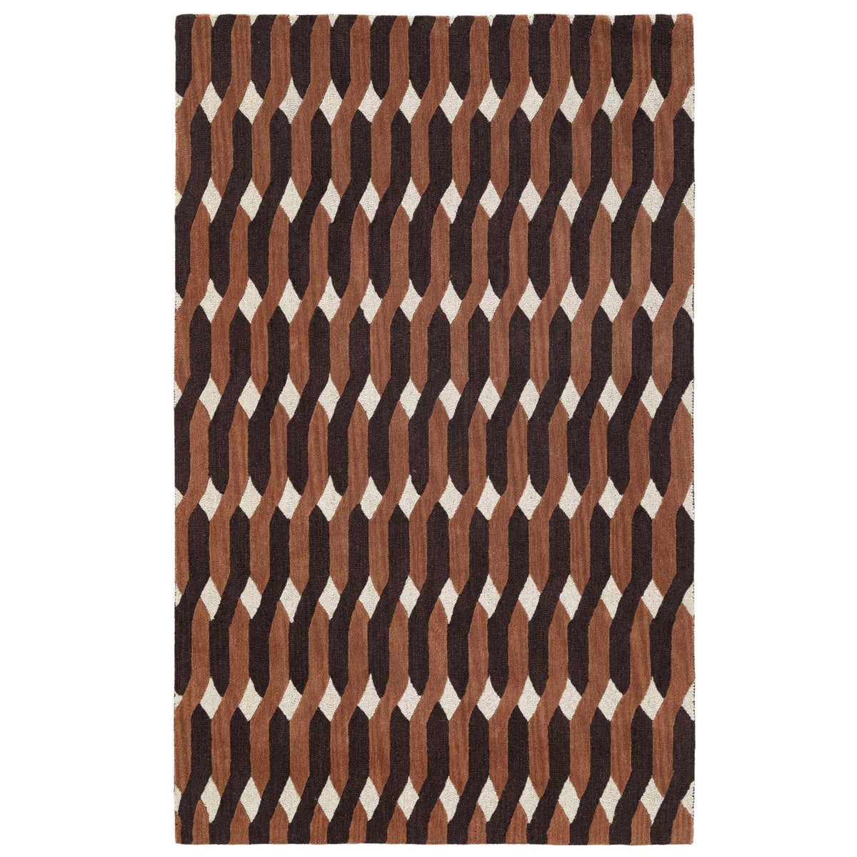 Obeetee Retro Hand Tufted Wool Area Rug, Allure Rust,  5 ft. x 8 ft