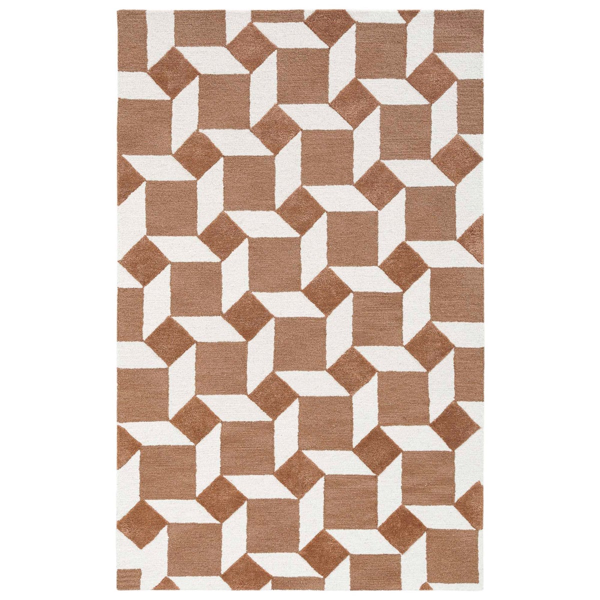 Obeetee Retro Hand Tufted Wool Area Rug, Nova Rust,  5 ft. x 8 ft