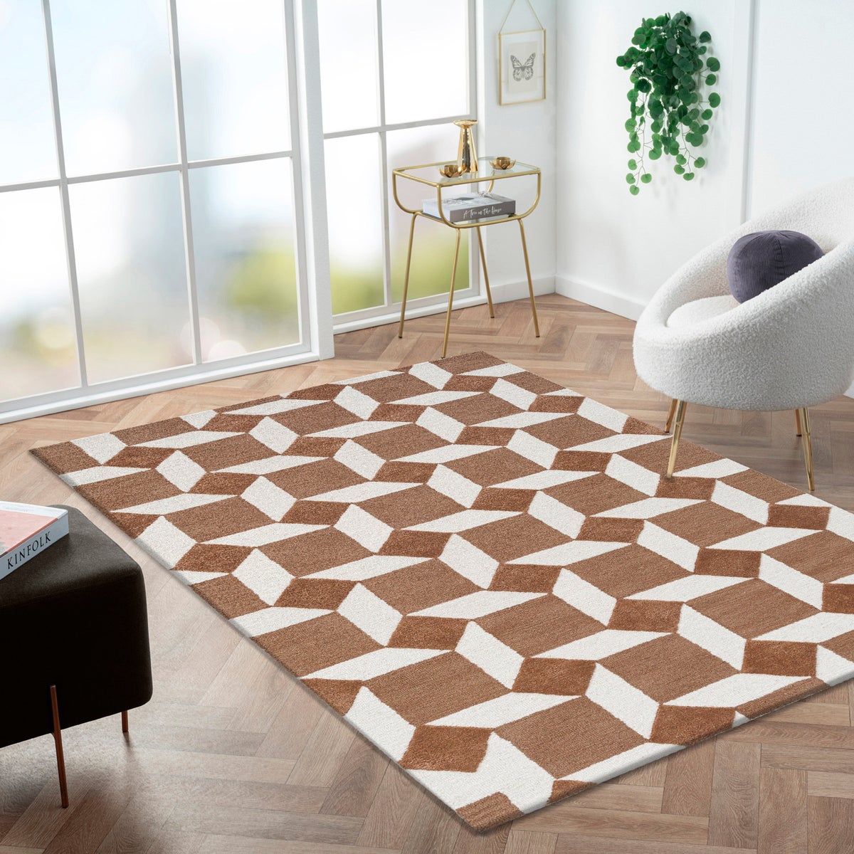 Obeetee Retro Hand Tufted Wool Area Rug, Nova Rust, Rug Size: 7 ft. 9 in. by 9 ft. 9 in.