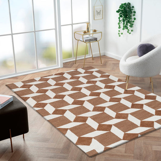 Obeetee Retro Hand Tufted Wool Area Rug, Nova Rust, Rug Size: 7 ft. 9 in. by 9 ft. 9 in.