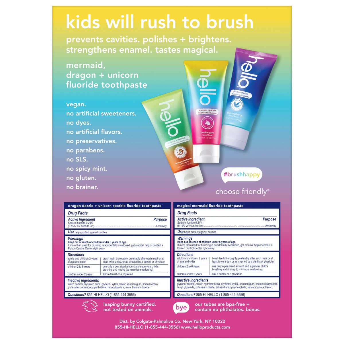 hello Kids Toothpaste Fluoride, 4.2 oz Variety, 3-pack