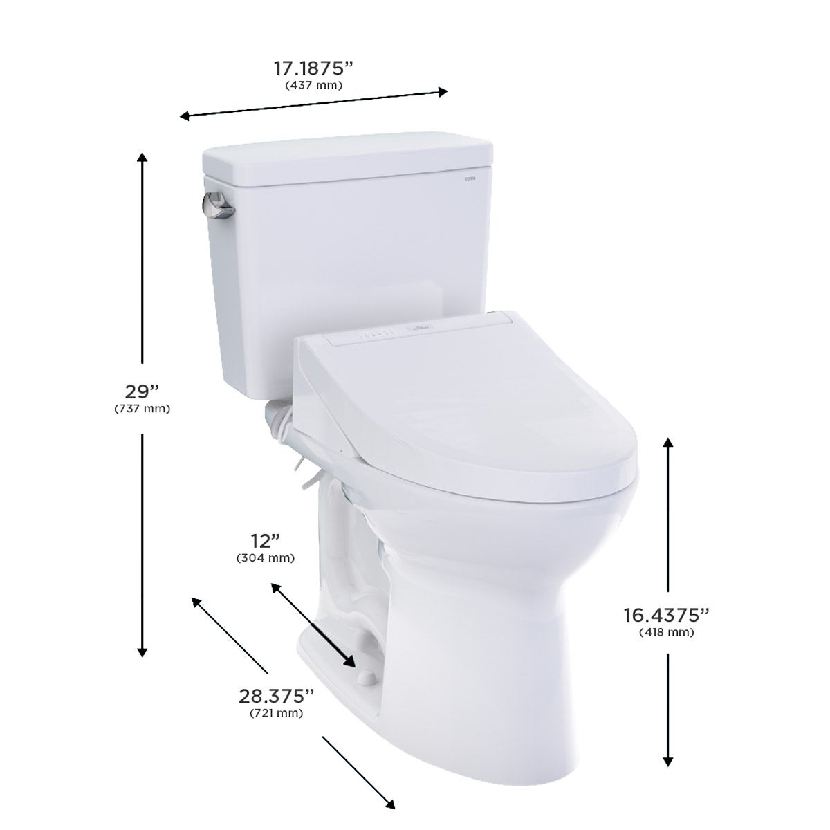 NEW - TOTO Drake 2-piece Elongated Toilet with C5 Washlet Bidet Seat