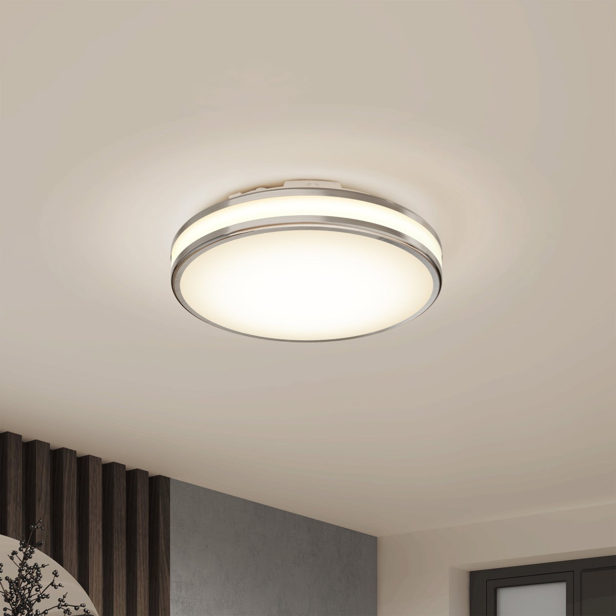 Artika Hemisphere 15” LED Flush Mount Light Fixture, Brushed Nickel