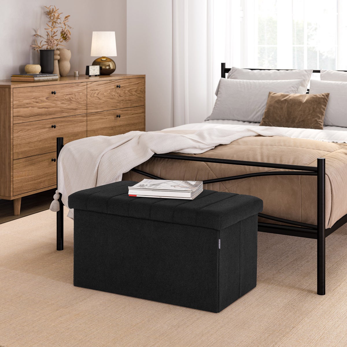 Seville Classics Boucle Foldable Storage Trunk