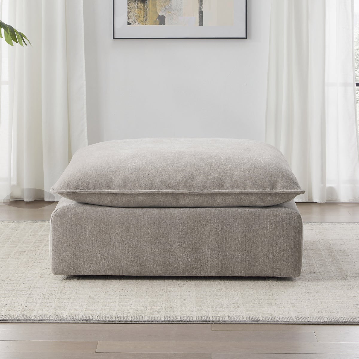 Sereen Fabric Ottoman, Taupe