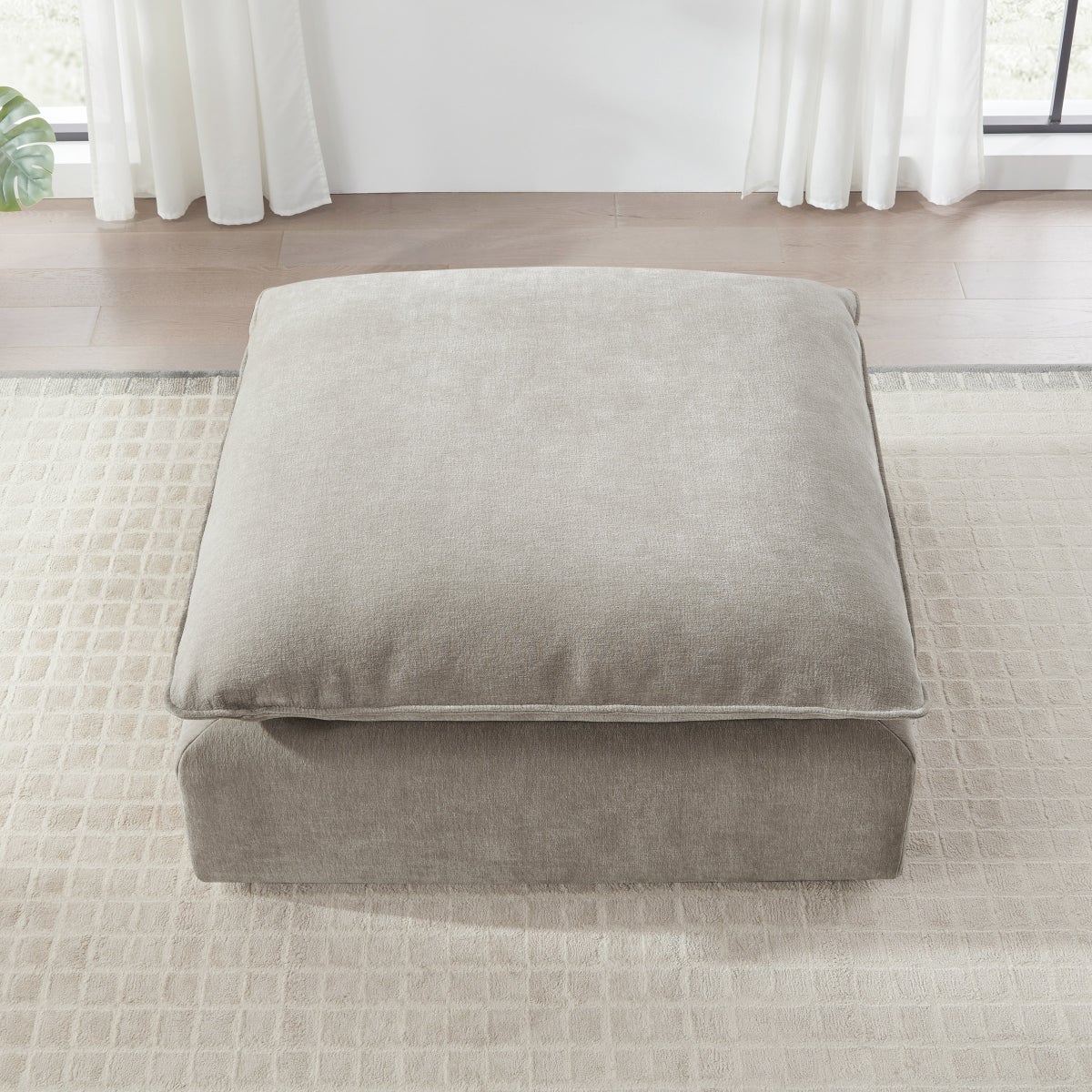 Sereen Fabric Ottoman, Taupe