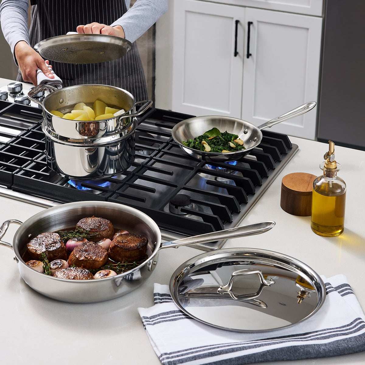 NEW - All-Clad D3 13-piece Stainless Steel Cookware Set
