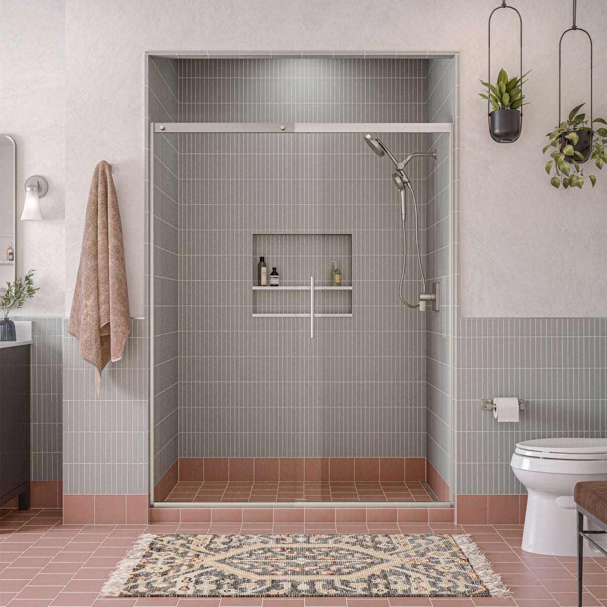 NEW Kohler Prone 76" x 60" Brushed Nickel Sliding Shower Door