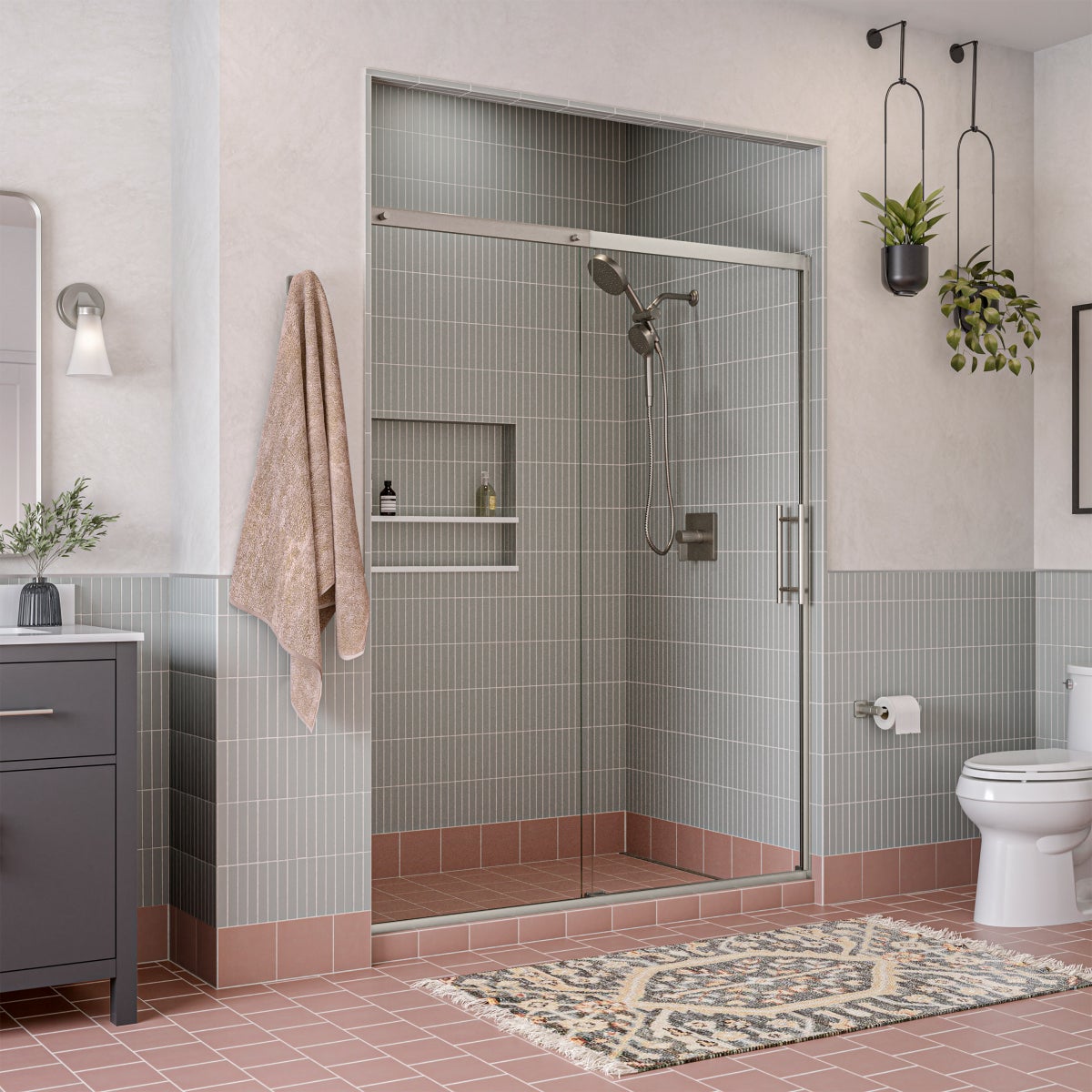 NEW Kohler Prone 76" x 60" Brushed Nickel Sliding Shower Door