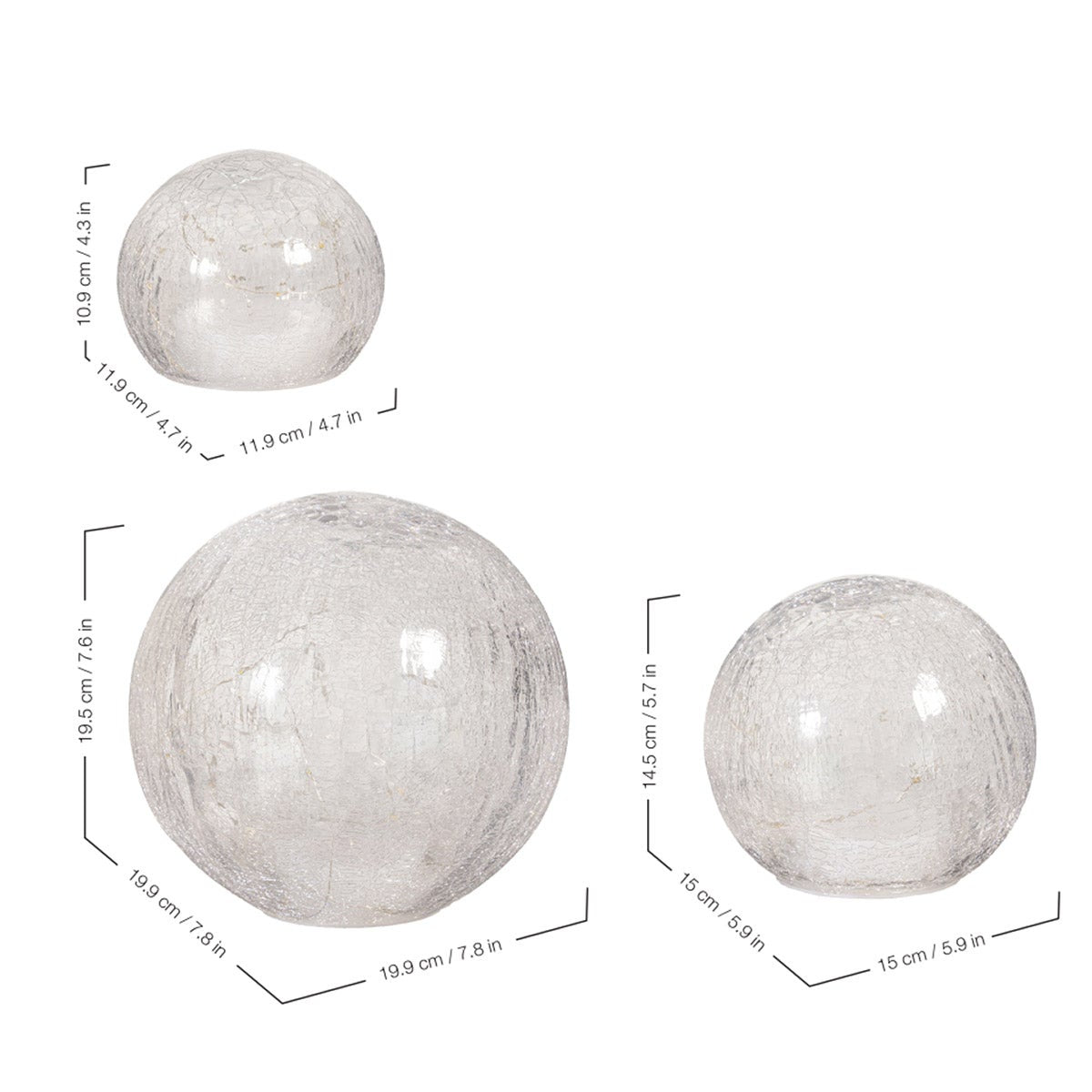 Evergreen LED Glass Spheres, Set of 3