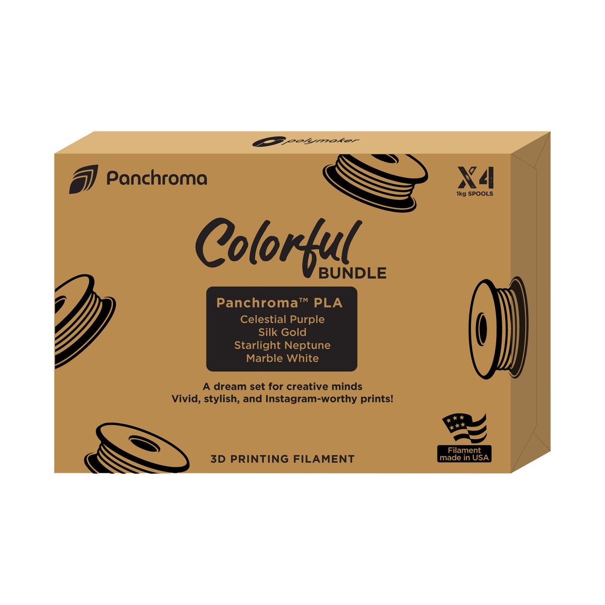 Polymaker PLA 4x1kg Fun Color 1.75mm 3D Printer Filament Colorful Bundle