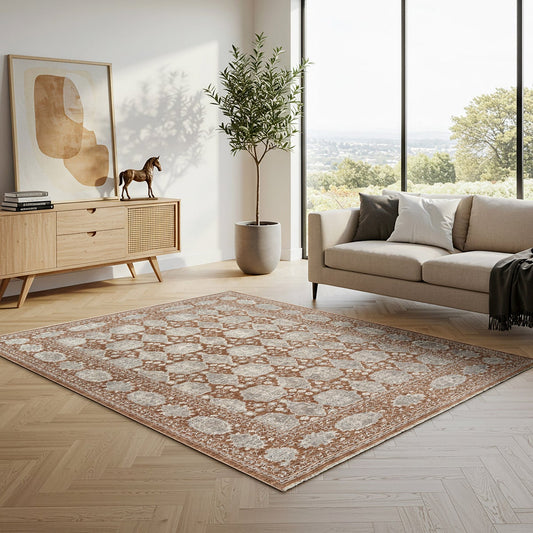 Prima Area Rug Collection, Eta Rust, Rug Size: 5 ft. 3 in. by 7 ft.