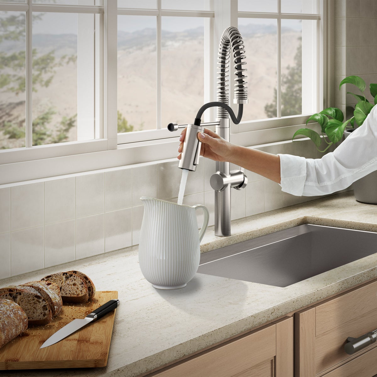 NEW  - Kohler Haku Semi-professional Kitchen Sink Faucet Stainless Steel Finish