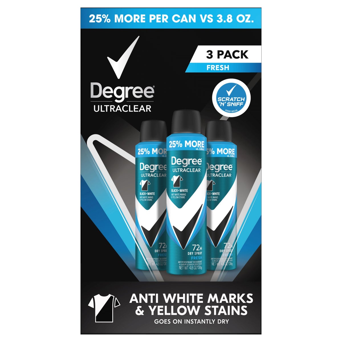 NEW - Degree Antiperspirant Deodorant Spray, 4.8 oz, 3-pack