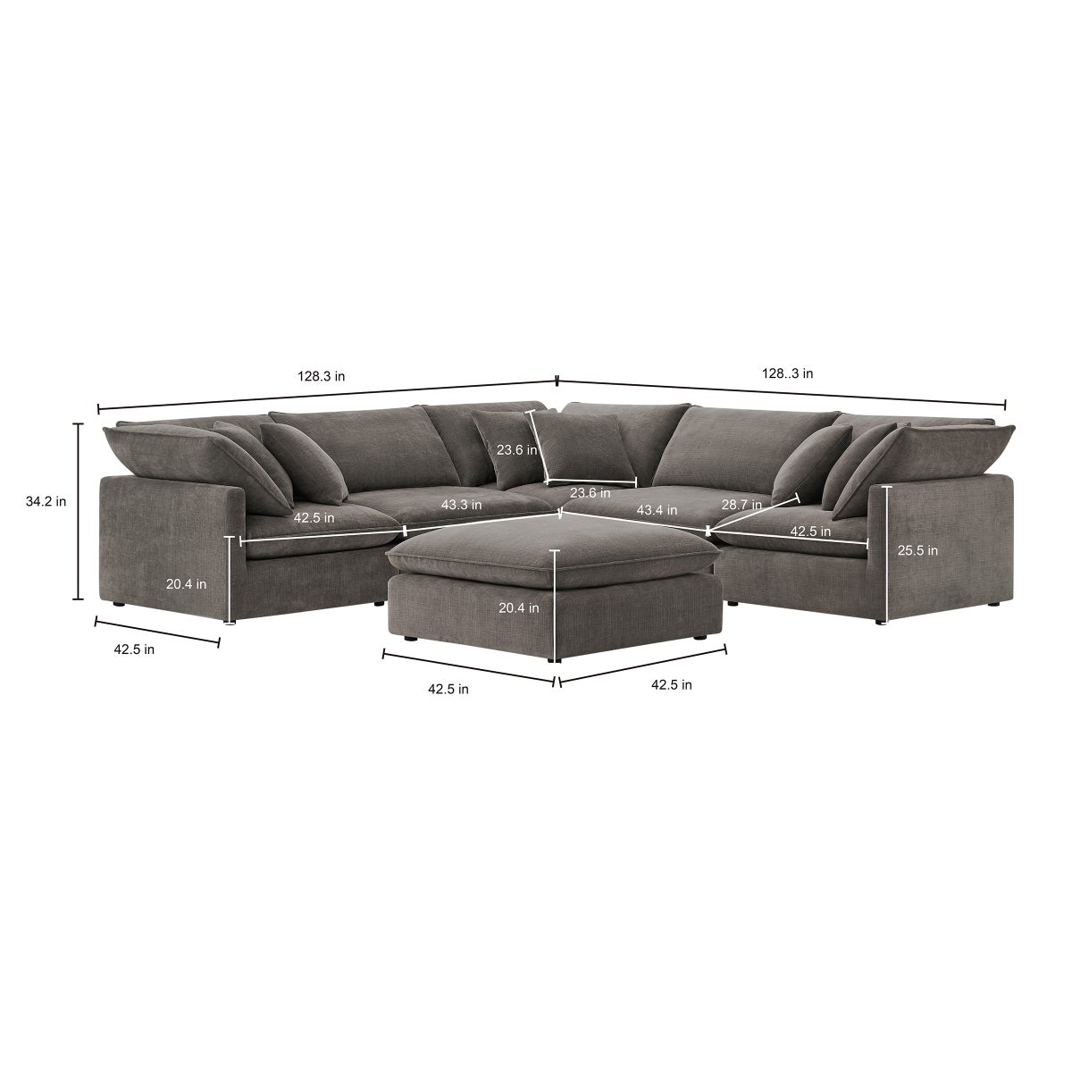 Mira 6-piece Fabric Modular Sectional