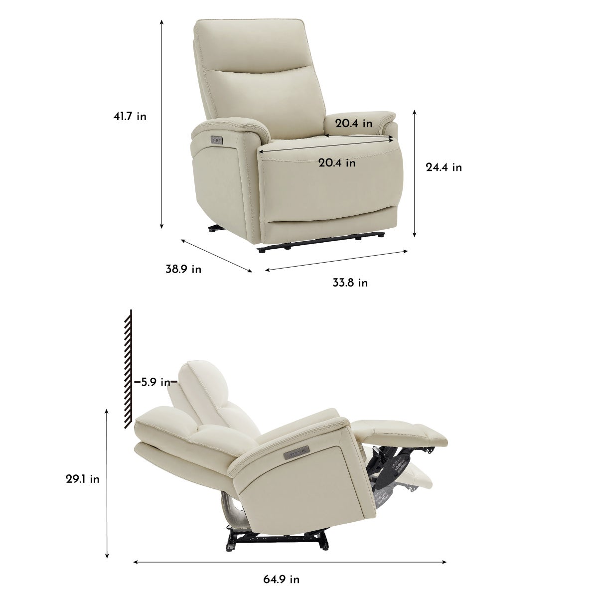 Sanders Leather Power Recliner with Power Headrest