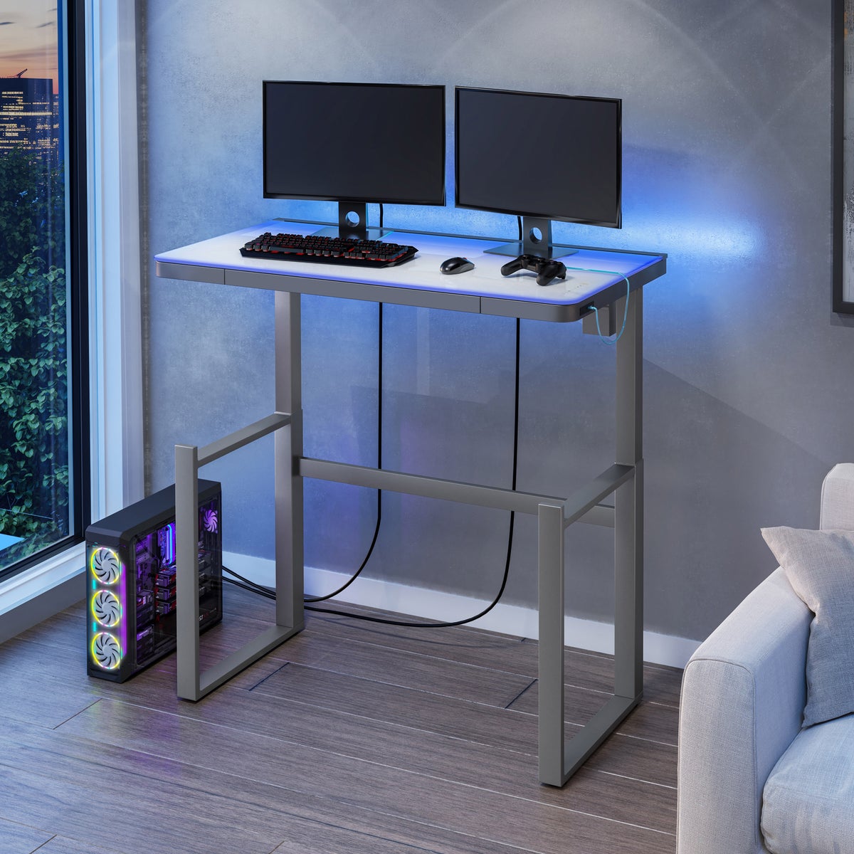 Tresanti Aurora 47” Adjustable Height Desk with LED Lighting
