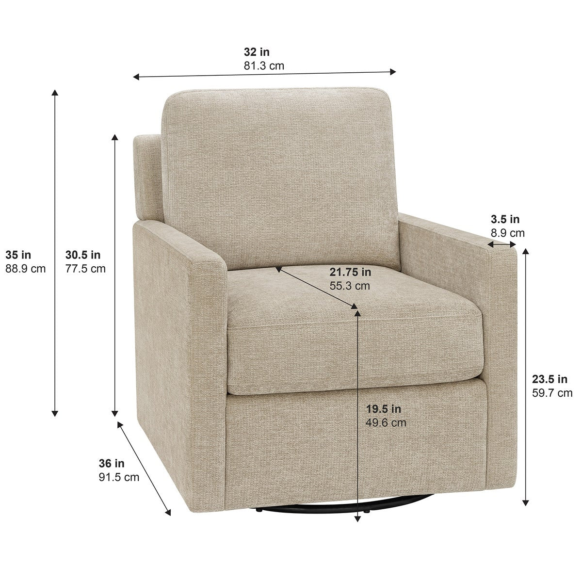 Henredon Marley Fabric Swivel Accent Chair
