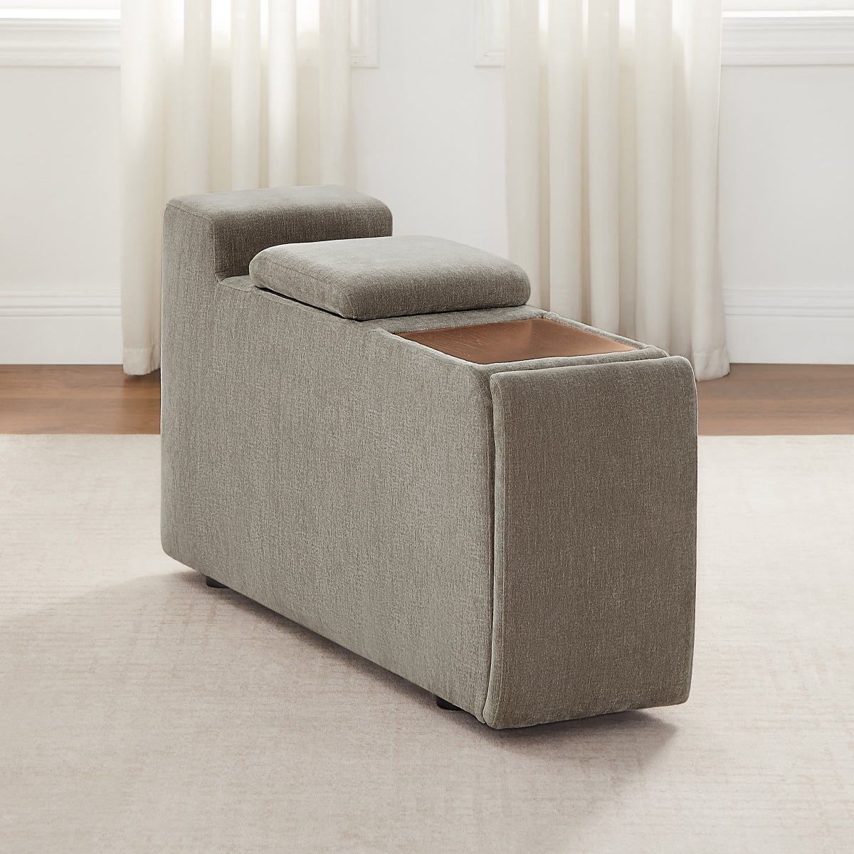 Sereen Storage Console with Wood Tray, Taupe
