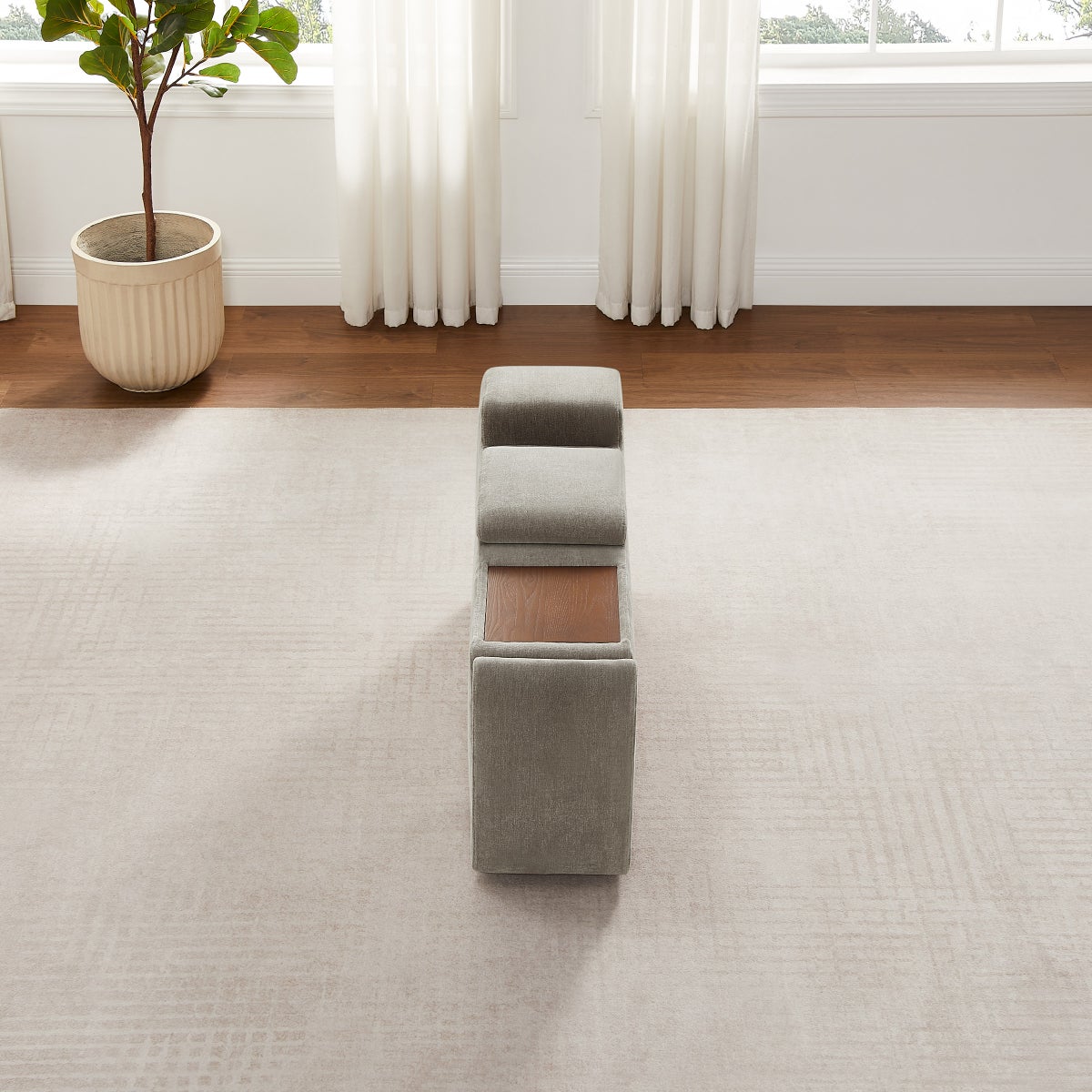 Sereen Storage Console with Wood Tray, Taupe