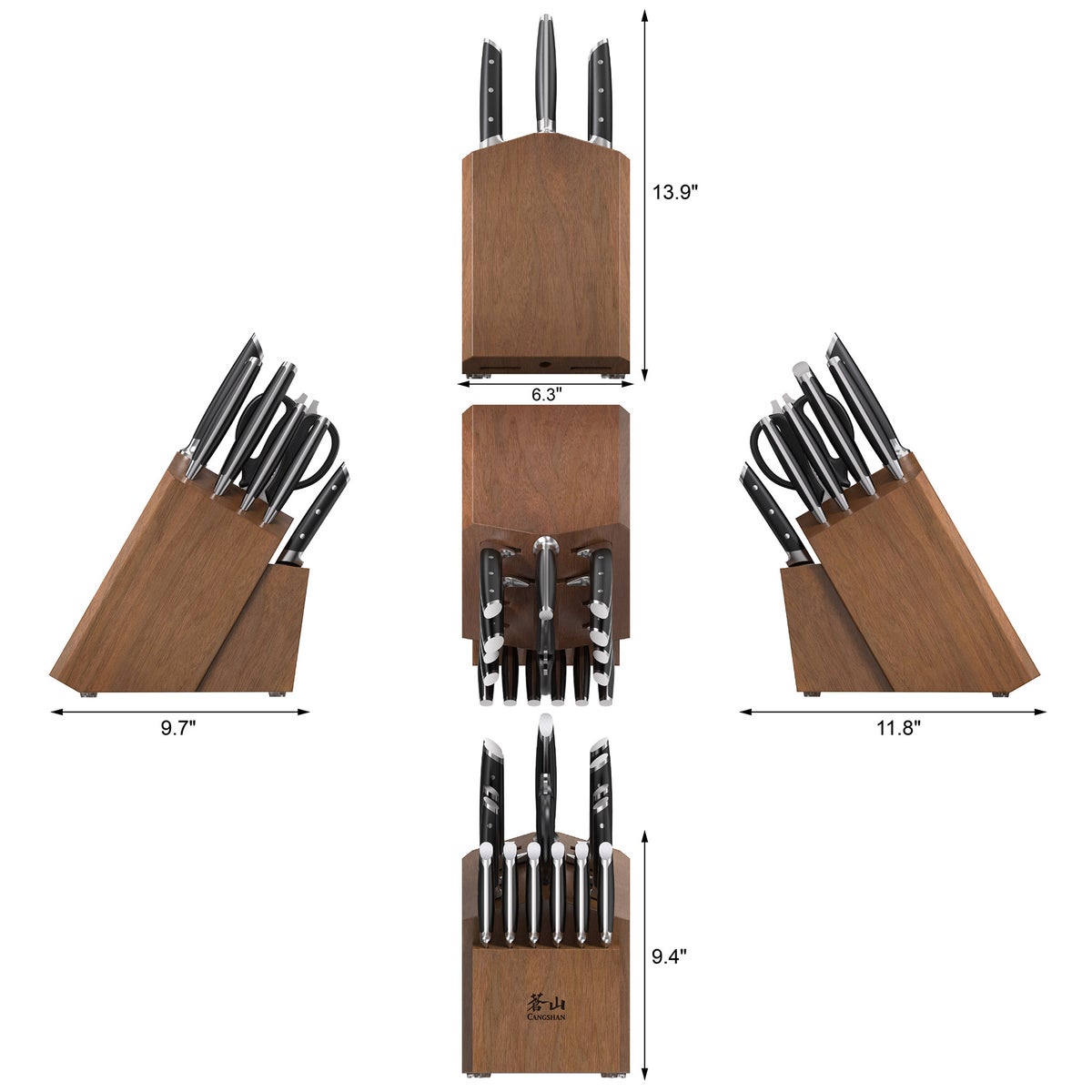 Cangshan Denali Series German Steel Forged 17-piece Knife Block Set - Black