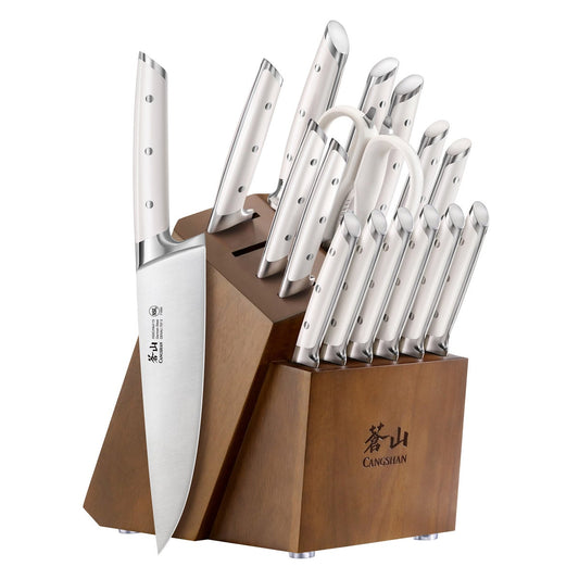 Cangshan Denali Series German Steel Forged 17-piece Knife Block Set - White