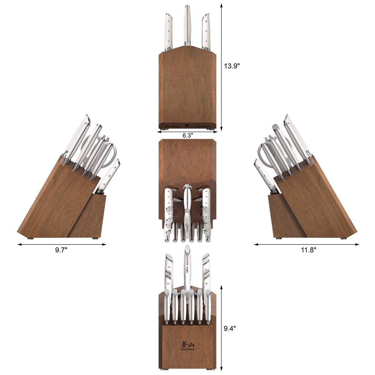 Cangshan Denali Series German Steel Forged 17-piece Knife Block Set - White