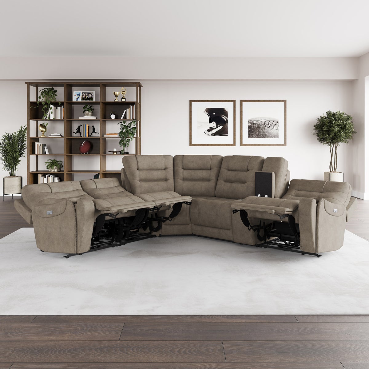 Barcalounger Carmelo Fabric Power Reclining Sectional with Power Headrests