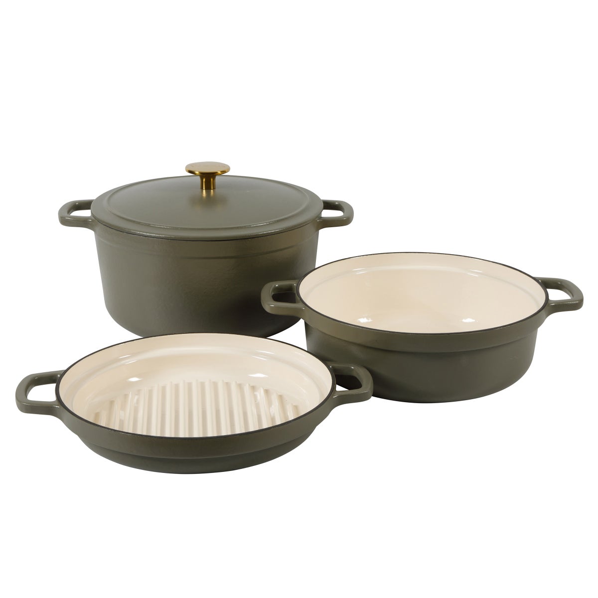 NEW - Sur La Table Enameled Cast Iron Stackable Cookware Set