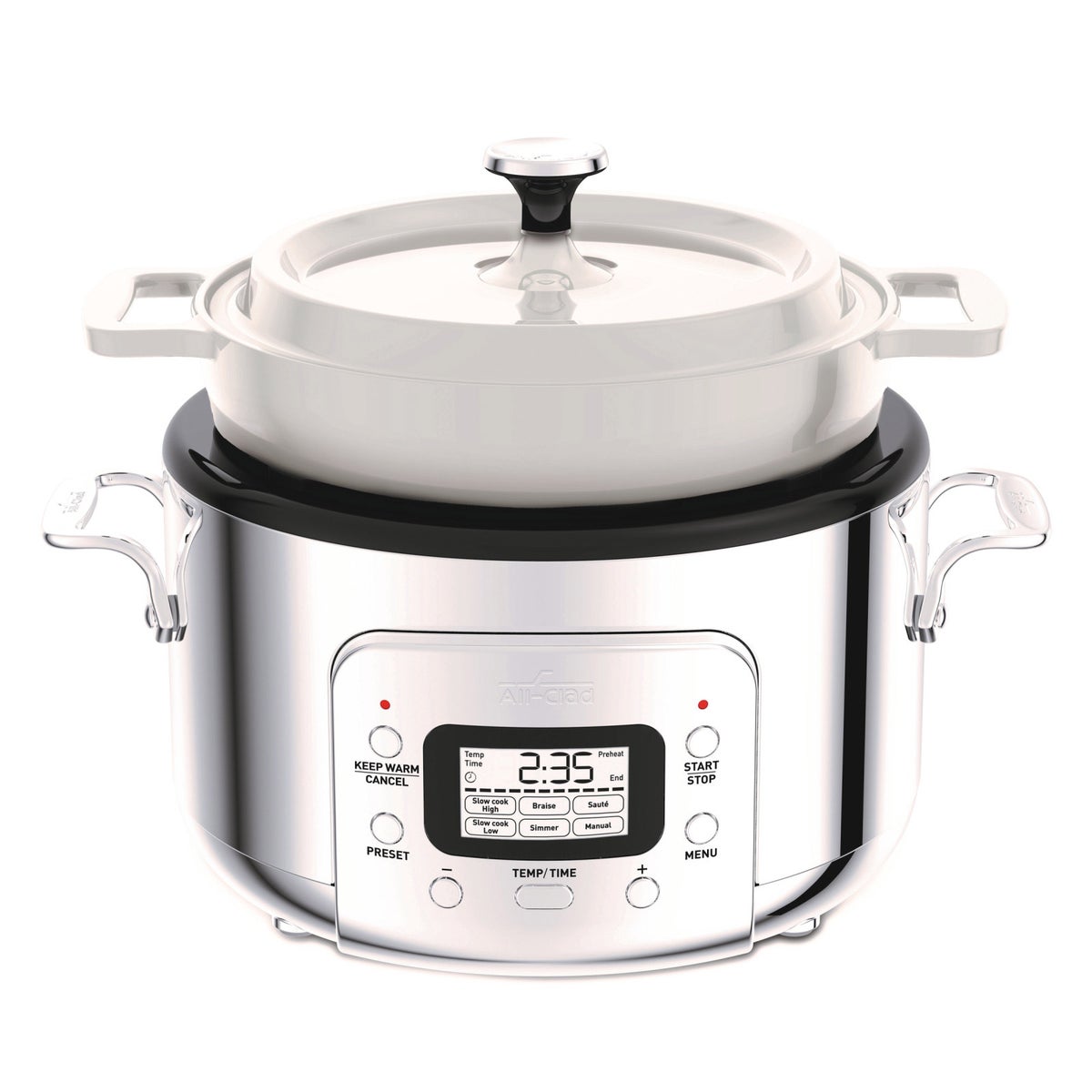 NEW - All-Clad 6-in-1 Digital Slow Cooker with Cast Iron Pot, 5 Quart