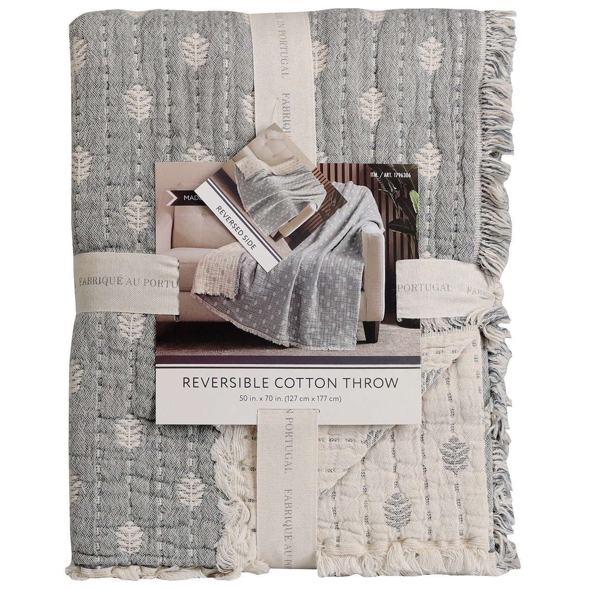 Reversible Cotton Throw, Blue