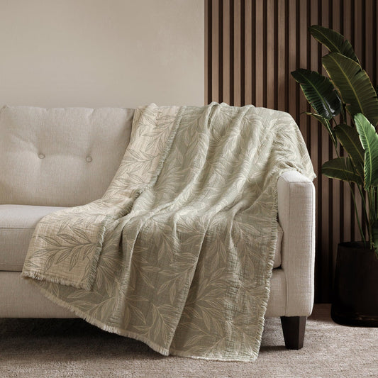 Reversible Cotton Throw, Green