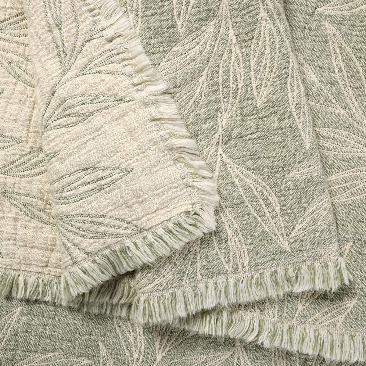 Reversible Cotton Throw, Green