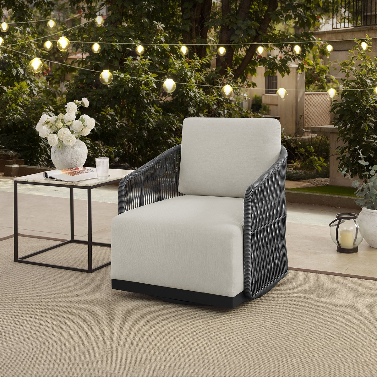 NEW - Henredon Annalise Outdoor Patio Swivel Lounge Chair