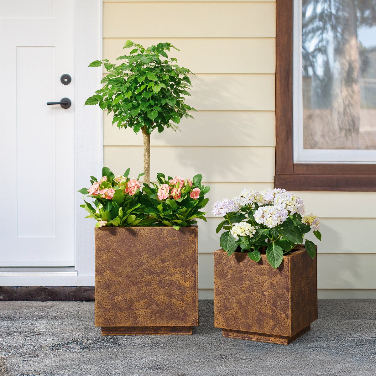 Corten Style Planters, Set of Two