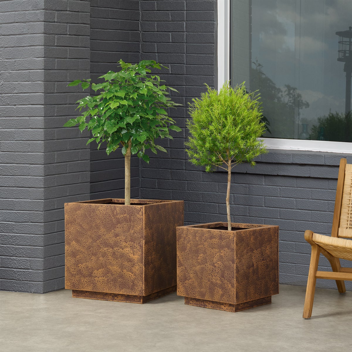 Corten Style Planters, Set of Two
