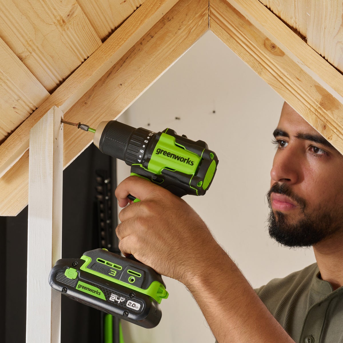 Greenworks 24V Drill & Impact Driver 2x2Ah Battery, 4Ah Battery, Charger