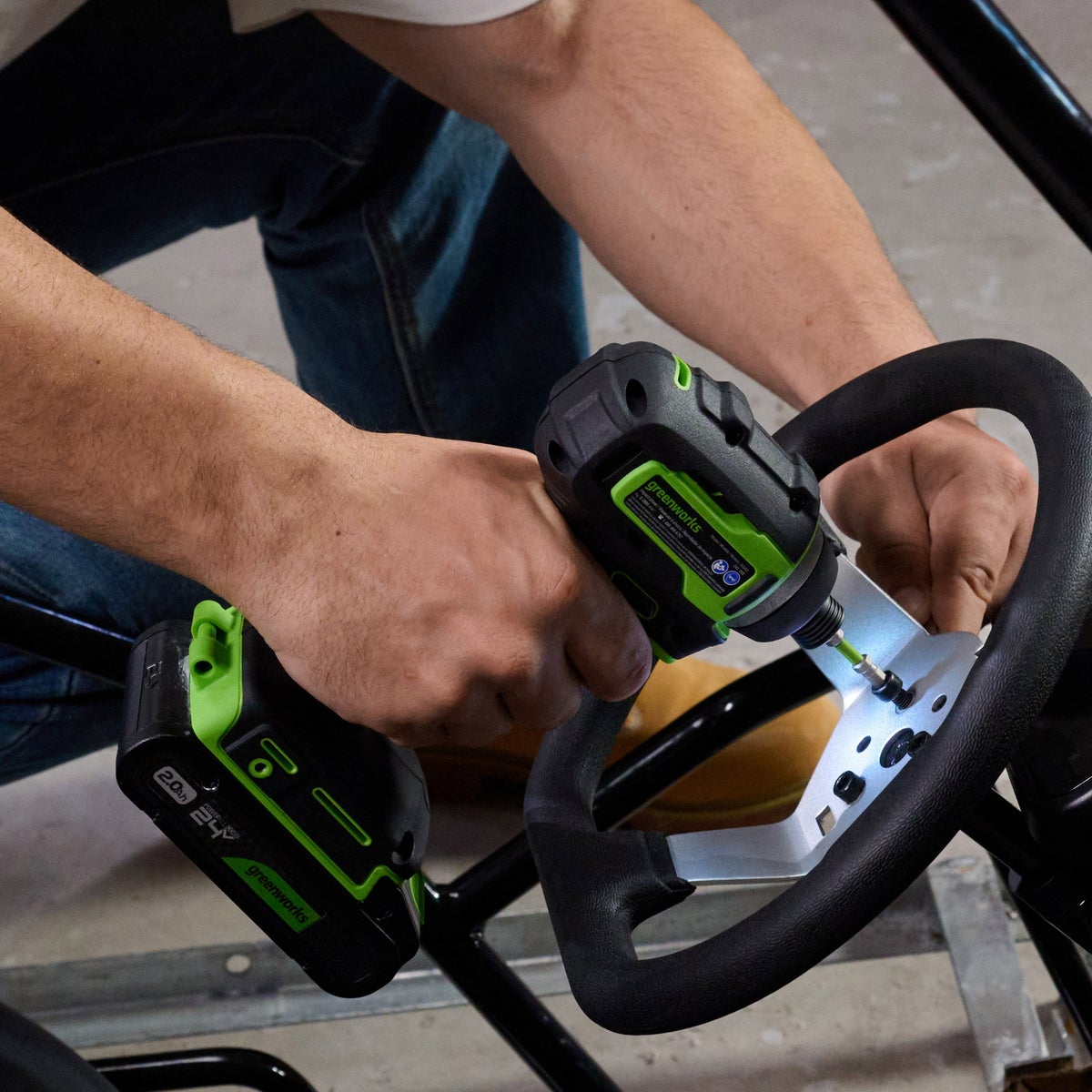 Greenworks 24V Drill & Impact Driver 2x2Ah Battery, 4Ah Battery, Charger