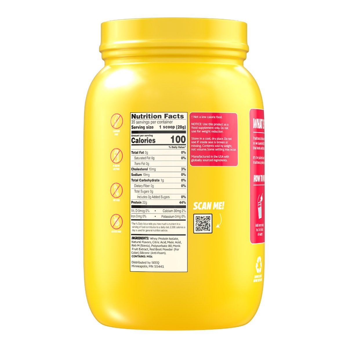 NEW - SEEQ Clear Whey Protein Powder, Strawberry Lemonade, 35 Servings, 2.16 lbs