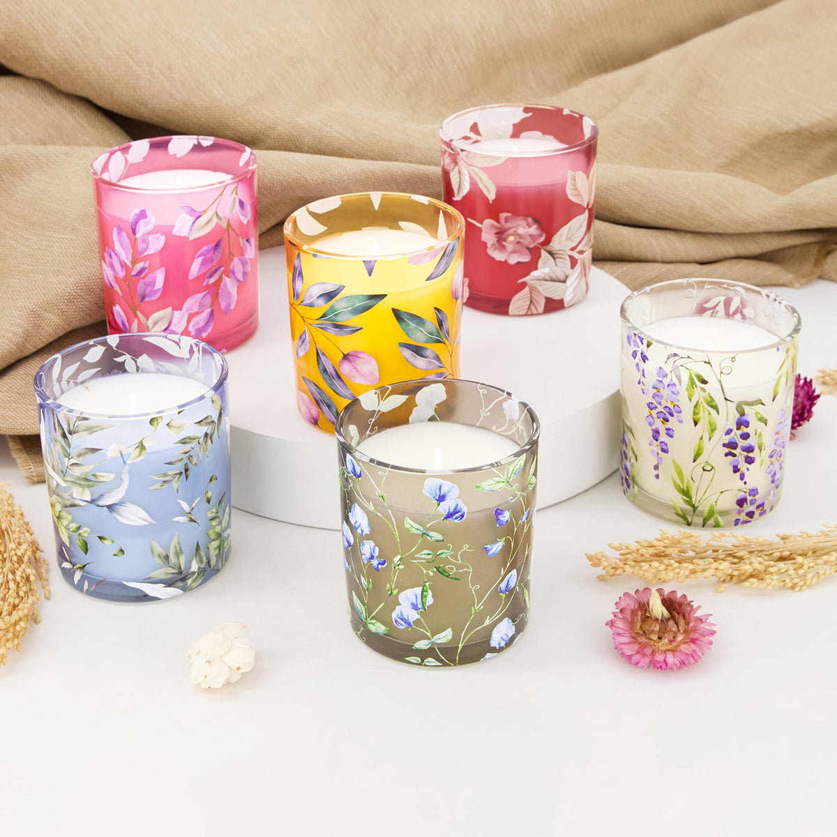 NEW - Simply Indulgent 7oz Floral Candle Set, 6-pack