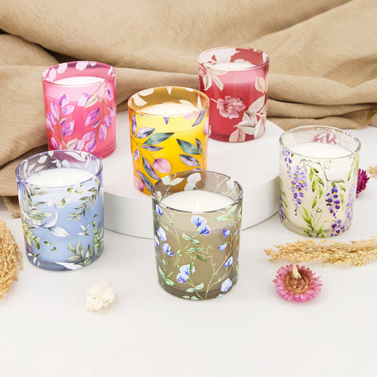NEW - Simply Indulgent 7oz Floral Candle Set, 6-pack