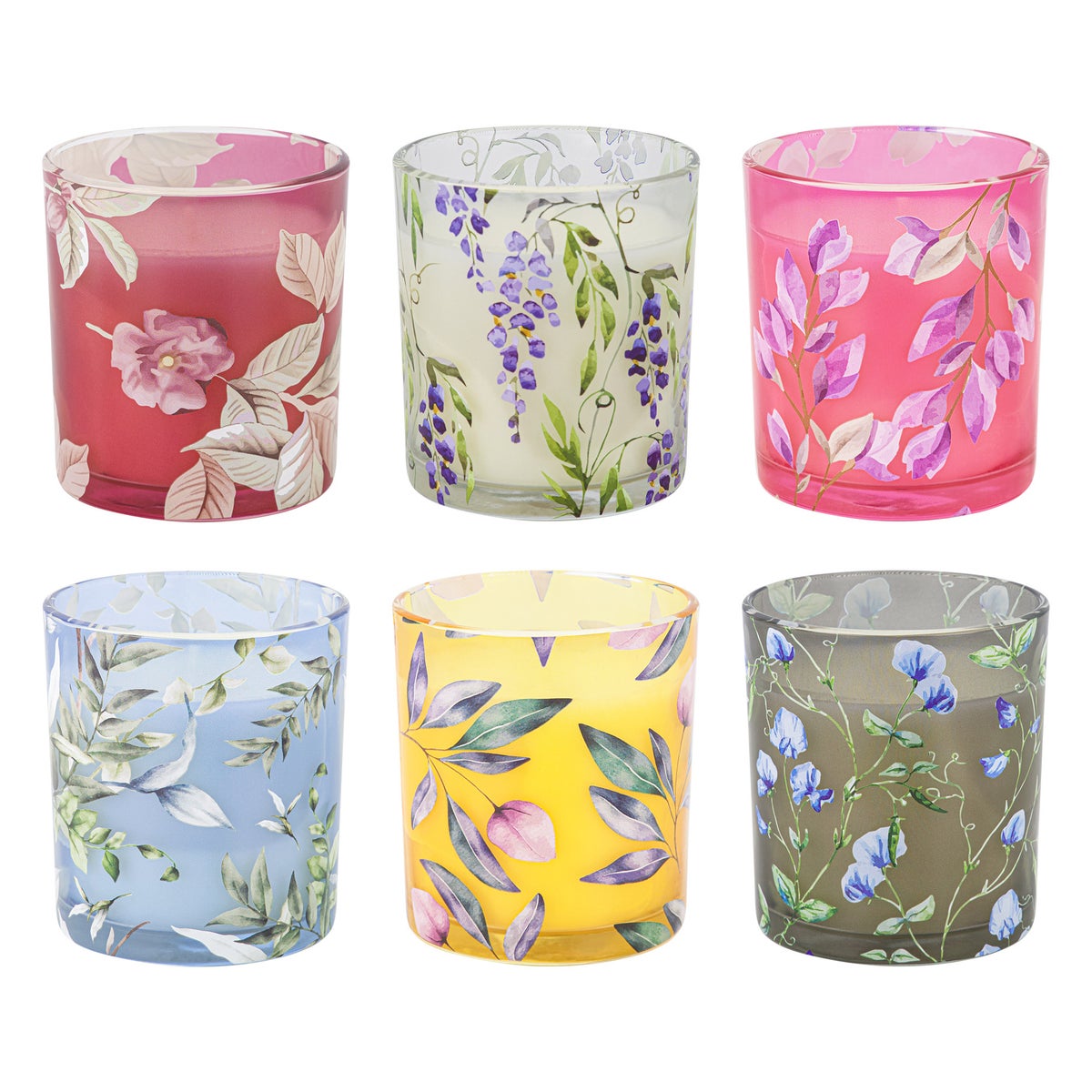 NEW - Simply Indulgent 7oz Floral Candle Set, 6-pack