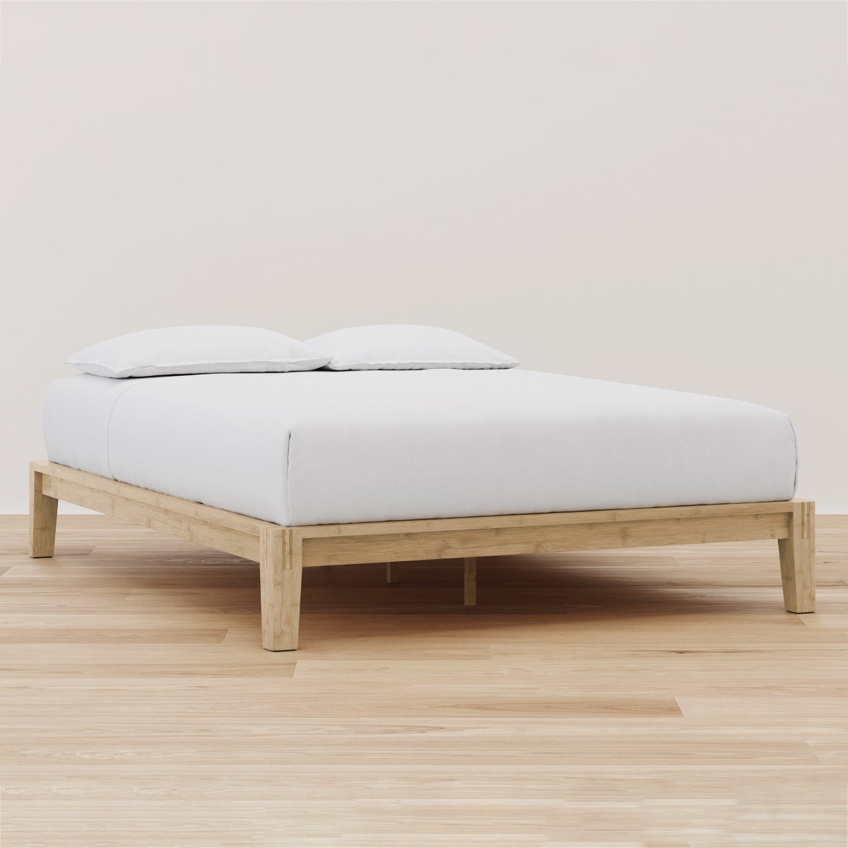 NEW - Resident Bamboo Platform King Bed Frame with Pine Slats, Natural Finish