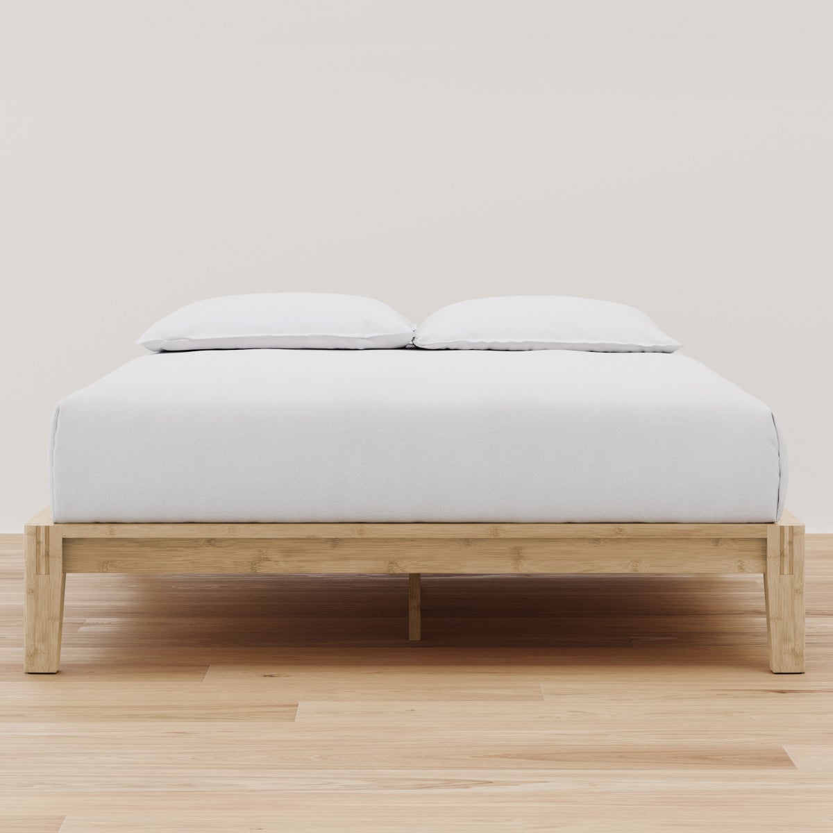 NEW - Resident Bamboo Platform King Bed Frame with Pine Slats, Natural Finish